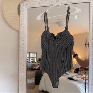 Lulu’s Grey & White Striped Onesie